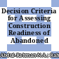 Decision Criteria for Assessing Construction Readiness of Abandoned Projects