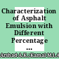 Characterization of Asphalt Emulsion with Different Percentage of Asphalt Content