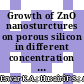 Growth of ZnO nanosturctures on porous silicon in different concentration of Zn2+ ion