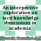 An interpretive exploration on tacit knowledge dimensions in academia