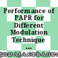 Performance of PAPR for Different Modulation Technique Using Cluster Scrambling Codeword Shifting Technique in F-OFDM Systems