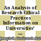 An Analysis of Research Ethical Practices Information on Universities’ Websites in Developing and Developed Countries