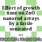 Effect of growth time on ZnO nanorod arrays by a facile sonicated sol-gel immersion technique