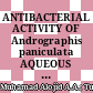 ANTIBACTERIAL ACTIVITY OF Andrographis paniculata AQUEOUS EXTRACT AGAINST ORAL PATHOGENS