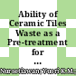 Ability of Ceramic Tiles Waste as a Pre-treatment for Laundry Wastewater