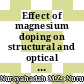 Effect of magnesium doping on structural and optical properties of ZnO nanoparticles synthesized by mechanochemical processing