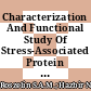 Characterization And Functional Study Of Stress-Associated Protein In Rice And Arabidopsis