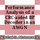 Performance Analysis of a CRC-aided BP Decoder in an AWGN Channel