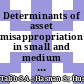 Determinants of asset misappropriation in small and medium enterprises: Evidence from Malaysia