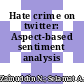 Hate crime on twitter: Aspect-based sentiment analysis approach