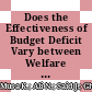 Does the Effectiveness of Budget Deficit Vary between Welfare and Non-Welfare Countries?